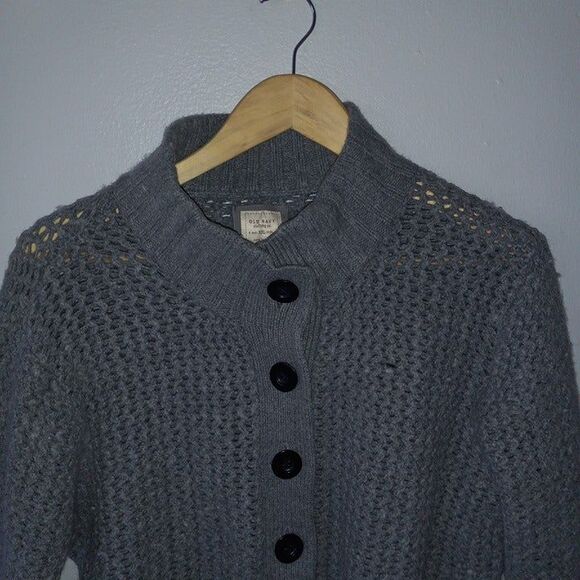 Old Navy Chunky Knit Grandpa Cardigan-Lambs Wool Blend-Belted-Button Front - Picture 2 of 10